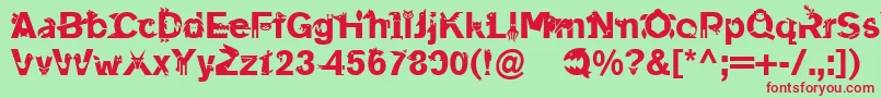 フォントLinotypeanimalia – 赤い文字の緑の背景