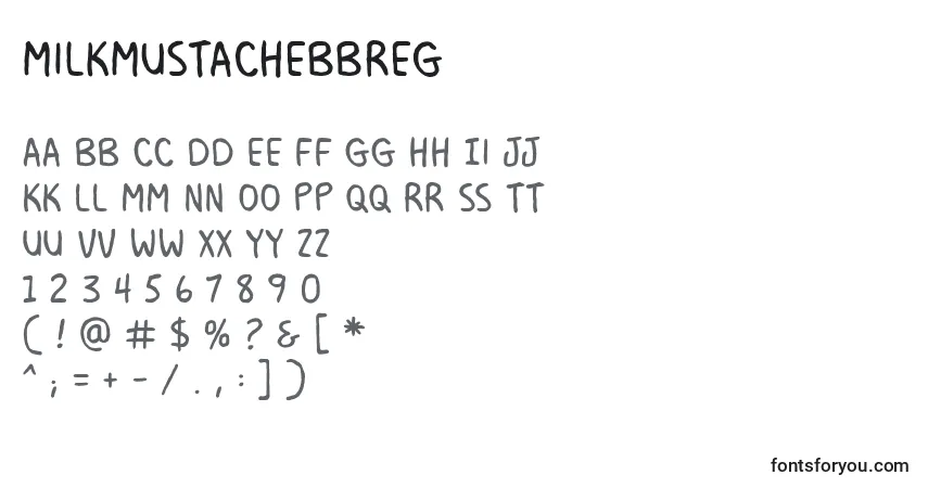 Шрифт MilkmustachebbReg (82073) – алфавит, цифры, специальные символы