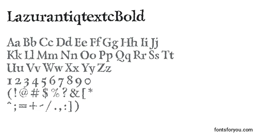 A fonte LazurantiqtextcBold – alfabeto, números, caracteres especiais