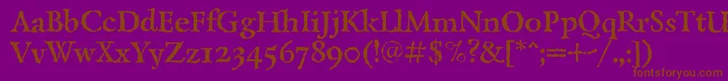 LazurantiqtextcBold-Schriftart – Braune Schriften auf violettem Hintergrund