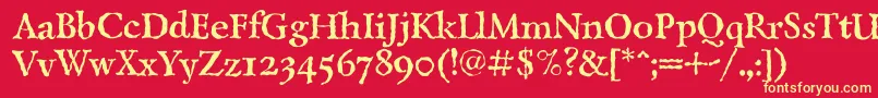 LazurantiqtextcBold-Schriftart – Gelbe Schriften auf rotem Hintergrund
