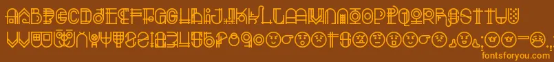 Escalatio-Schriftart – Orangefarbene Schriften auf braunem Hintergrund