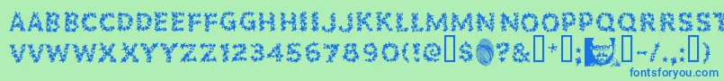 Popsf Font – Blue Fonts on Green Background