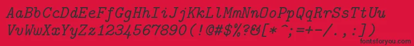 フォントLmmono10Italic – 赤い背景に黒い文字