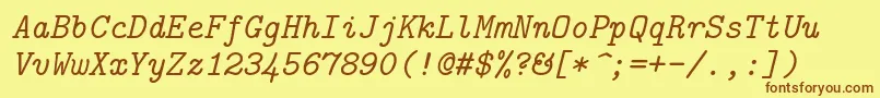 Lmmono10Italic Font – Brown Fonts on Yellow Background