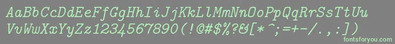 Lmmono10Italic-fontti – vihreät fontit harmaalla taustalla