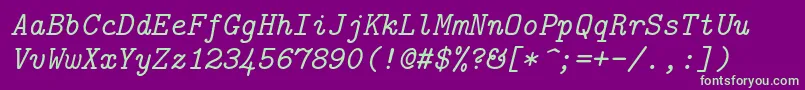 Lmmono10Italic Font – Green Fonts on Purple Background