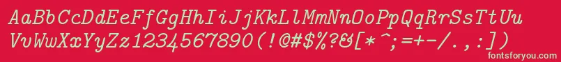 fuente Lmmono10Italic – Fuentes Verdes Sobre Fondo Rojo