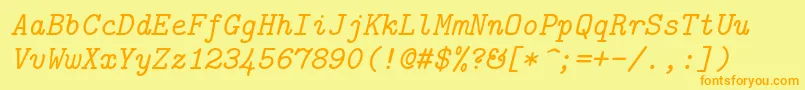 Lmmono10Italic Font – Orange Fonts on Yellow Background