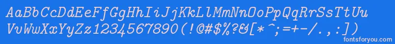 Шрифт Lmmono10Italic – розовые шрифты на синем фоне
