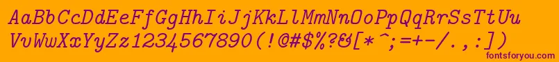 Lmmono10Italic Font – Purple Fonts on Orange Background