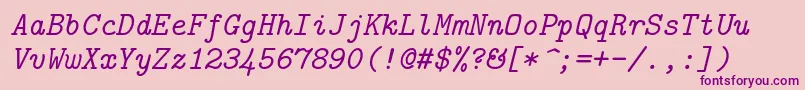 Lmmono10Italic Font – Purple Fonts on Pink Background