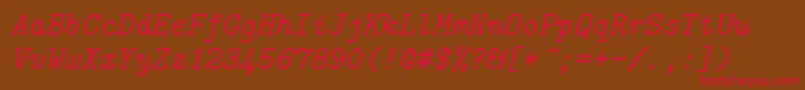 Lmmono10Italic Font – Red Fonts on Brown Background