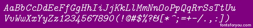 Lmmono10Italic Font – White Fonts on Purple Background