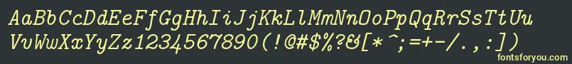 Lmmono10Italic Font – Yellow Fonts on Black Background