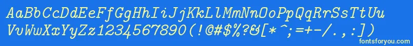 Lmmono10Italic Font – Yellow Fonts on Blue Background