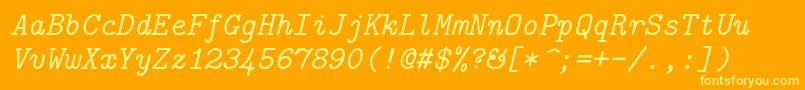 Lmmono10Italic Font – Yellow Fonts on Orange Background