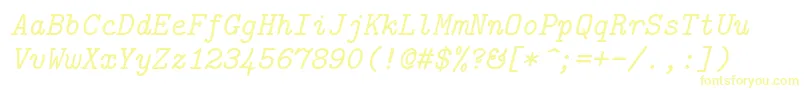 Шрифт Lmmono10Italic – жёлтые шрифты на белом фоне