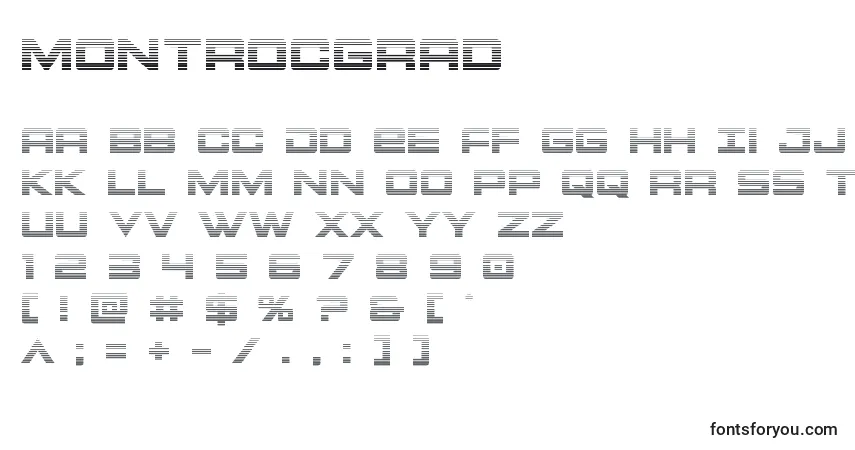 A fonte Montrocgrad – alfabeto, números, caracteres especiais