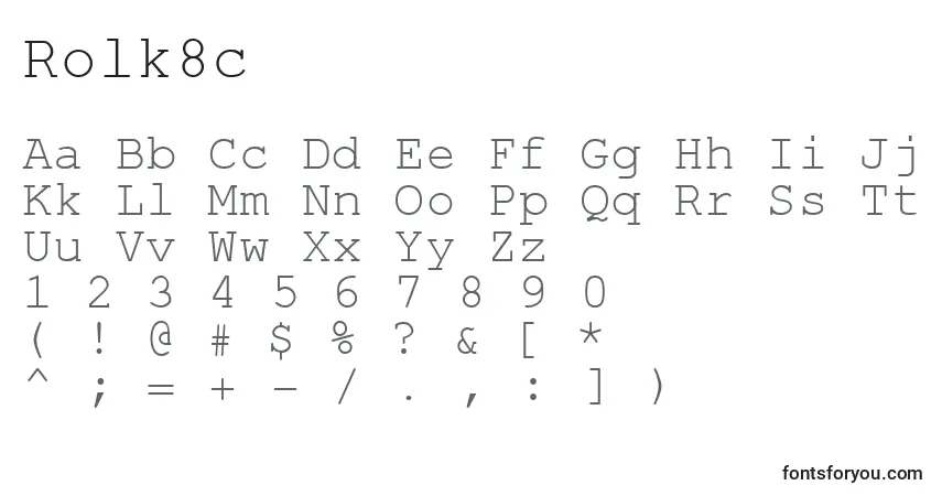 Rolk8c-fontti – aakkoset, numerot, erikoismerkit