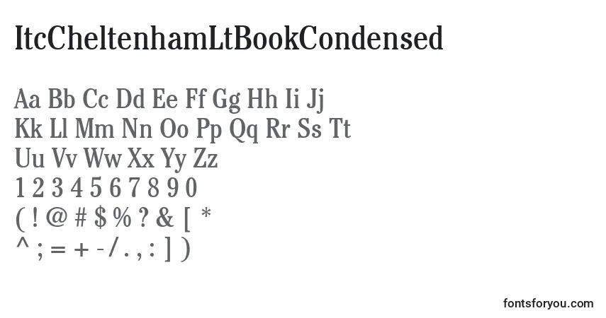 Schriftart ItcCheltenhamLtBookCondensed – Alphabet, Zahlen, spezielle Symbole
