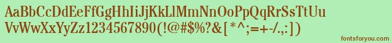 Fonte ItcCheltenhamLtBookCondensed – fontes marrons em um fundo verde