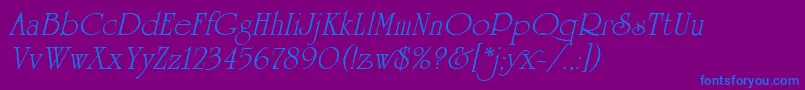 UniversityRomanItalicPlain Font – Blue Fonts on Purple Background