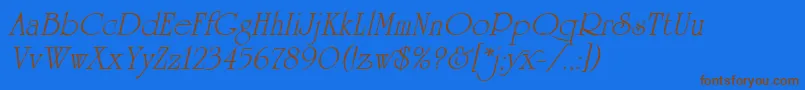 UniversityRomanItalicPlain Font – Brown Fonts on Blue Background