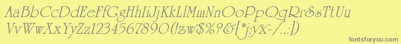 Weitere Informationen zur UniversityRomanItalicPlain-Schriftart UniversityRomanItalicPlain-Schriftart – Graue Schriften auf gelbem Hintergrund