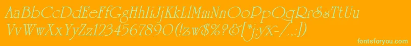 UniversityRomanItalicPlain-Schriftart – Grüne Schriften auf orangefarbenem Hintergrund