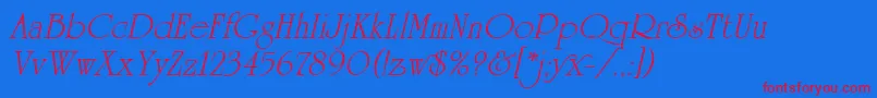 UniversityRomanItalicPlain Font – Red Fonts on Blue Background
