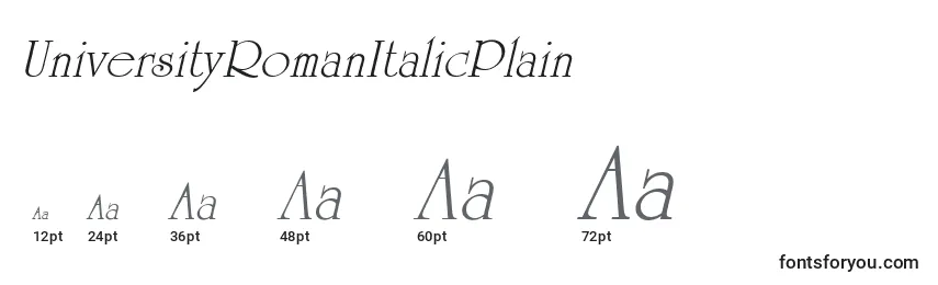 UniversityRomanItalicPlain Font Sizes