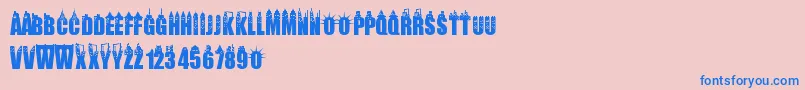 Newyorkcity Font – Blue Fonts on Pink Background