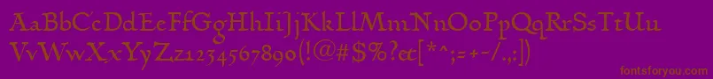 Linotypehumanistika Font – Brown Fonts on Purple Background