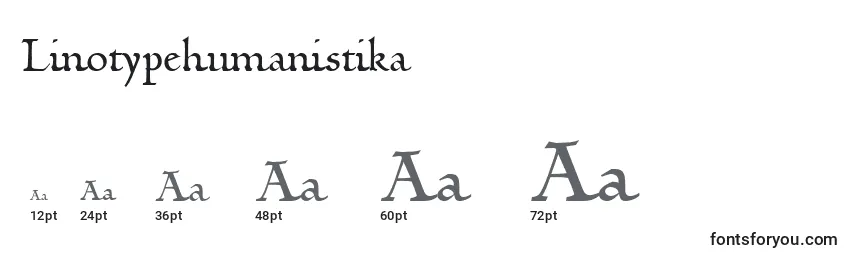 Linotypehumanistika-fontin koot