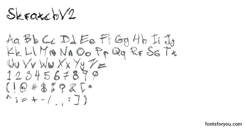 A fonte SkratchV2 – alfabeto, números, caracteres especiais