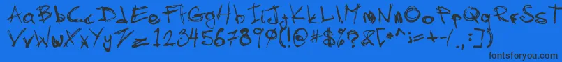 SkratchV2-Schriftart – Schwarze Schriften auf blauem Hintergrund