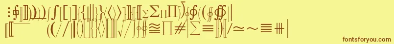 フォントMathematicalPi3 – 茶色の文字が黄色の背景にあります。