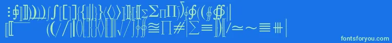 Czcionka MathematicalPi3 – zielone czcionki na niebieskim tle