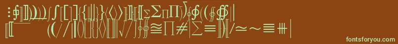 フォントMathematicalPi3 – 緑色の文字が茶色の背景にあります。