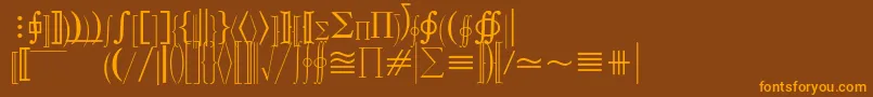 MathematicalPi3-fontti – oranssit fontit ruskealla taustalla