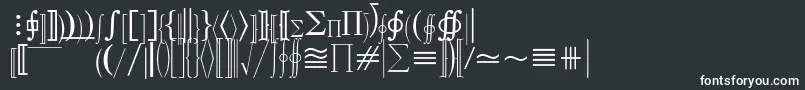 MathematicalPi3-fontti – valkoiset fontit mustalla taustalla