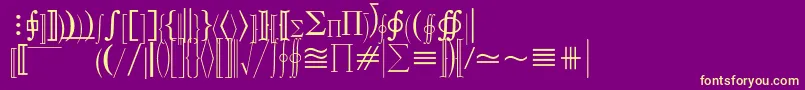 MathematicalPi3-Schriftart – Gelbe Schriften auf violettem Hintergrund