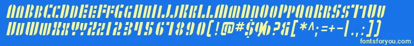 SfRetrospliceScCondensed Font – Yellow Fonts on Blue Background