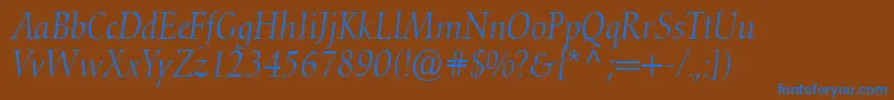 ConquistaLightSsiLightItalic Font – Blue Fonts on Brown Background