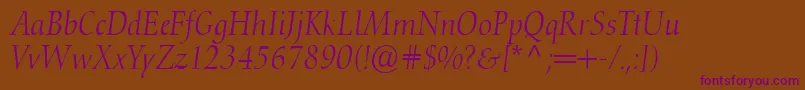 ConquistaLightSsiLightItalic Font – Purple Fonts on Brown Background