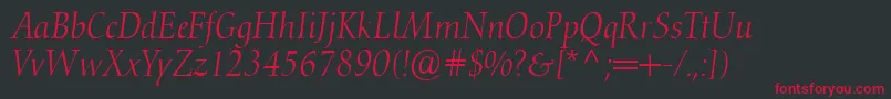 ConquistaLightSsiLightItalic Font – Red Fonts on Black Background