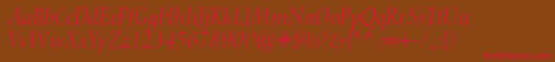 ConquistaLightSsiLightItalic Font – Red Fonts on Brown Background