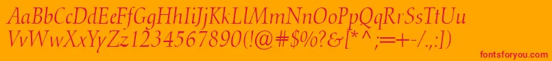 ConquistaLightSsiLightItalic Font – Red Fonts on Orange Background