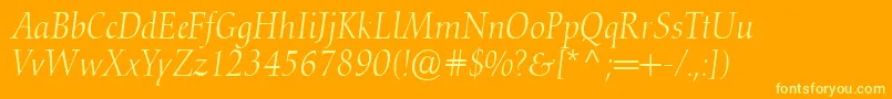 フォントConquistaLightSsiLightItalic – オレンジの背景に黄色の文字